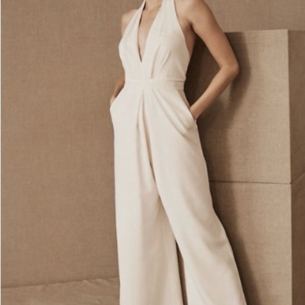 Jill Stuart Cream Halter Jumpsuit